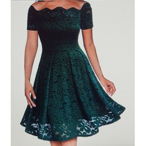 Missmay Dresses & Skirts - Womens Green Dress XL Off Shoulder Floral Lace NWT